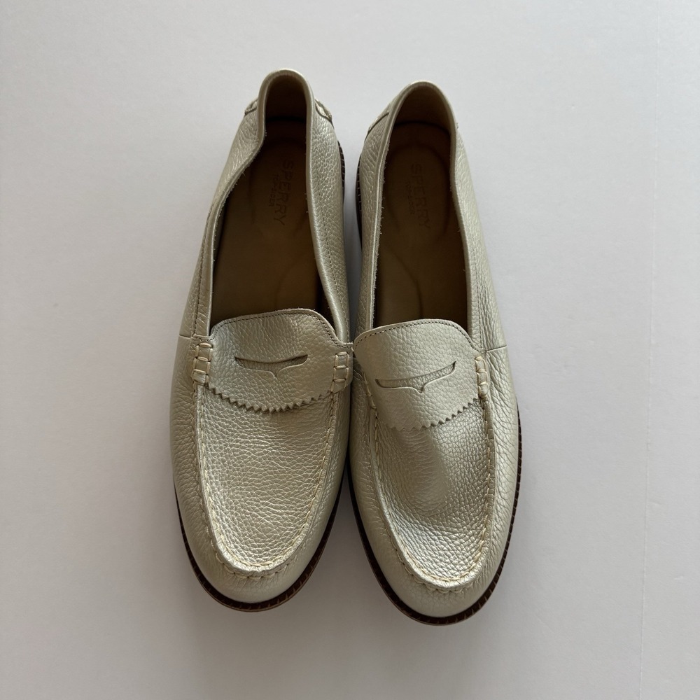 Sperry Top Sider Silver Pearl Leather Loafers Flats Casual Comfortable Shoes 11